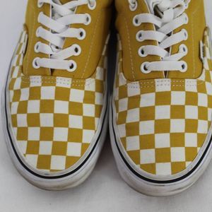 Vans goldenrod yellow checkered yellow sneakers men's 9 woman's 10.5